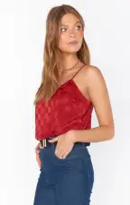 Spotlight Tank ~ Red Checkerboard Satin(XS)