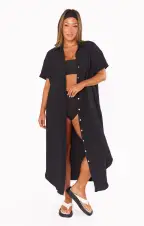 Buoy Button Down Dress ~ Black(XS)