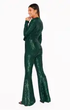 Martina Wrap Jumpsuit ~ Emerald Sequins(XXS)