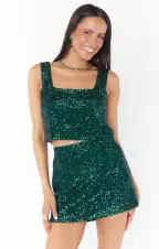 All Night Skort ~ Emerald Sequins(XS)