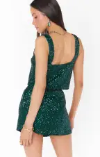 All Night Skort ~ Emerald Sequins(XS)