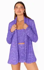 Tara Crop Top ~ Violet Sequins(XS)