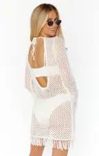 Castaway Coverup ~ White Crochet(XS)