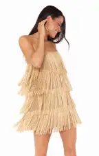 Buchanan Mini Dress ~ Gold Rush Fringe(XS)