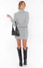 Montreal Mini Dress ~ Grey Cable Knit(XS)