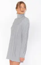 Montreal Mini Dress ~ Grey Cable Knit(XS)
