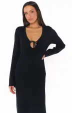 Vacay Maxi Dress ~ Black Rib Knit(XS)