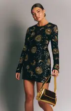 Myth Mini Dress ~ Celestial Sequins Black(XS)