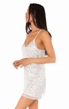 Sparks Fly Mini Dress ~ Silver Beaded Fringe(XS)