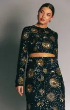 Last Call Top ~ Celestial Sequins Black(XS)