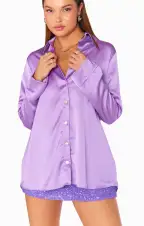 Smith Button Down ~ Violet Luxe Satin(XS)