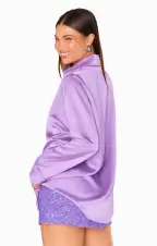 Smith Button Down ~ Violet Luxe Satin(XS)