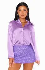 Smith Button Down ~ Violet Luxe Satin(XS)