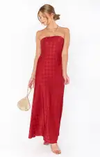 Taylor Tube Dress ~ Red Checkerboard Satin(XS)