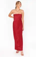 Taylor Tube Dress ~ Red Checkerboard Satin(XS)