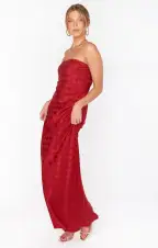 Taylor Tube Dress ~ Red Checkerboard Satin(XS)