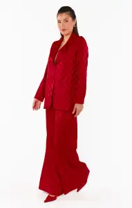 Tanner Trousers ~ Red Checkerboard Satin(XS)