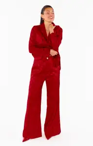 Tanner Trousers ~ Red Checkerboard Satin(XS)