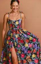 Juliet Maxi Dress ~ Charm Peony Black Taffeta(XS)