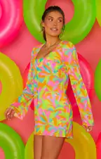 Santos Mini Cover Up ~ Neon Tropics(XS)
