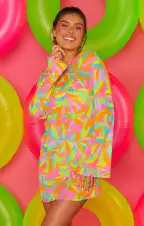 Santos Mini Cover Up ~ Neon Tropics(XS)