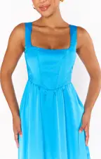 Nina Maxi Dress ~ Azure Blue Luxe Satin(XS)
