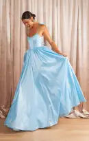 Juliet Maxi Dress ~ Light Blue Taffeta(XS)