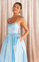 Juliet Maxi Dress ~ Light Blue Taffeta(XS)