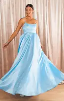 Juliet Maxi Dress ~ Light Blue Taffeta(XS)