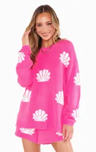 Go To Sweater ~ Hot Pink Shell Knit(XS)