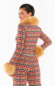 Zermatt Zip Up ~ Valley Houndstooth Faux Fur(XS)