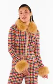 Zermatt Zip Up ~ Valley Houndstooth Faux Fur(XS)