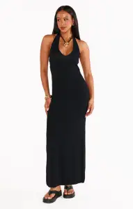 Kate Halter Dress ~ Black Knit(XS)