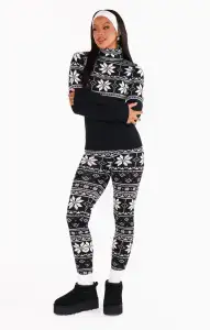 Ski Pullover ~ Black Fair Isle Knit(XS)