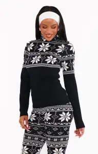 Ski Pullover ~ Black Fair Isle Knit(XS)