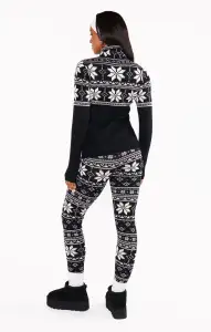 Cozy Leggings ~ Black Fair Isle Knit(XS)