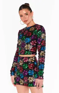 Last Call Top ~ Flower Pop Multi Sequins(XS)