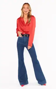 Smith Button Down ~ Red Luxe Satin(XS)