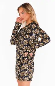 Maddison Mini Dress ~ Flower Pop Gold Sequins(XS)