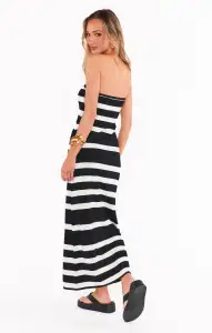 Island Nights Tube Dress ~ Black White Stripe Knit(XS)