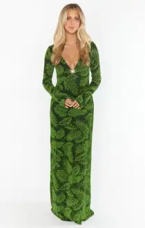 Lopez Dress ~ Palm Sparkle Stretch(XS)