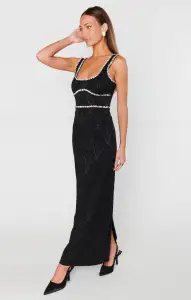 Gina Maxi Dress ~ Black Rhinestone Jacquard(XS)