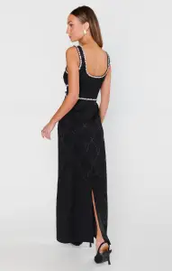 Gina Maxi Dress ~ Black Rhinestone Jacquard(XS)