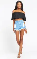 Heidi Ruffle Crop ~ Black(XS)