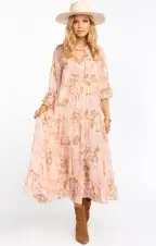 Viola Maxi Dress ~ Hydrangea Blooms(XS)