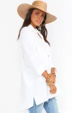 Johns Button Down Shirt ~ White Linen(XS)