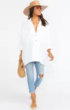 Johns Button Down Shirt ~ White Linen(XS)