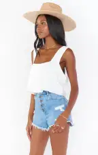 Tara Crop Top ~ White Linen(XS)