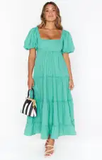 Linds Midi Dress ~ Parakeet Linen(XS)