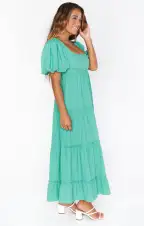 Linds Midi Dress ~ Parakeet Linen(XS)